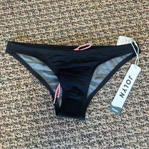 NWT Jolyn Clothing Europe Bikini Bottom Black Size M Drawstring